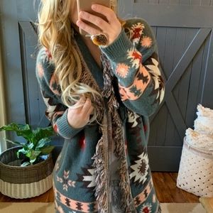 New Long Native Western Cardigan Sweater
